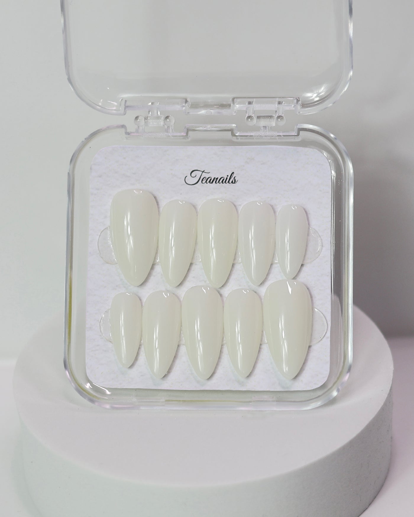 Milky press-on nails