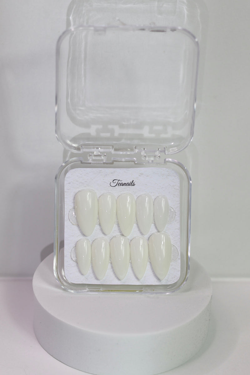 Milky press-on nails