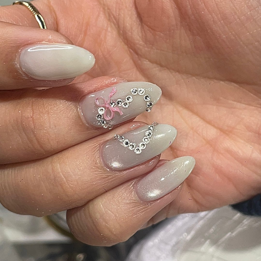 Pink ribbon — custom nail design