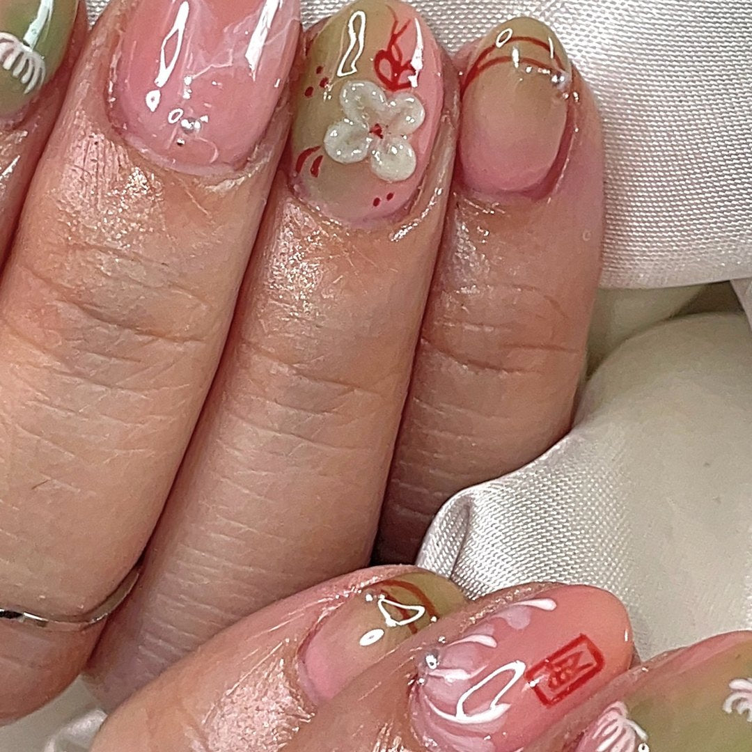 Lunar blossom — custom nail design