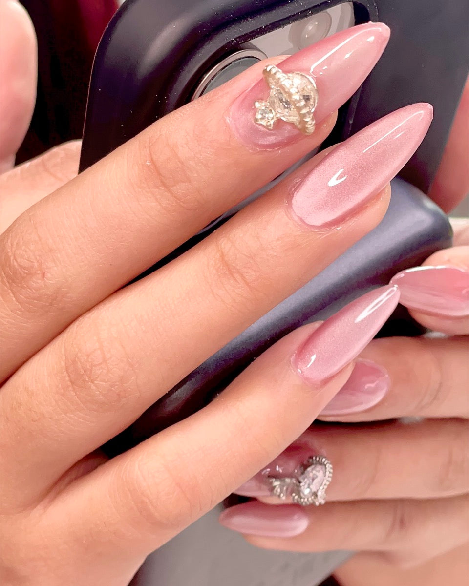 Glossy nude — custom nail design
